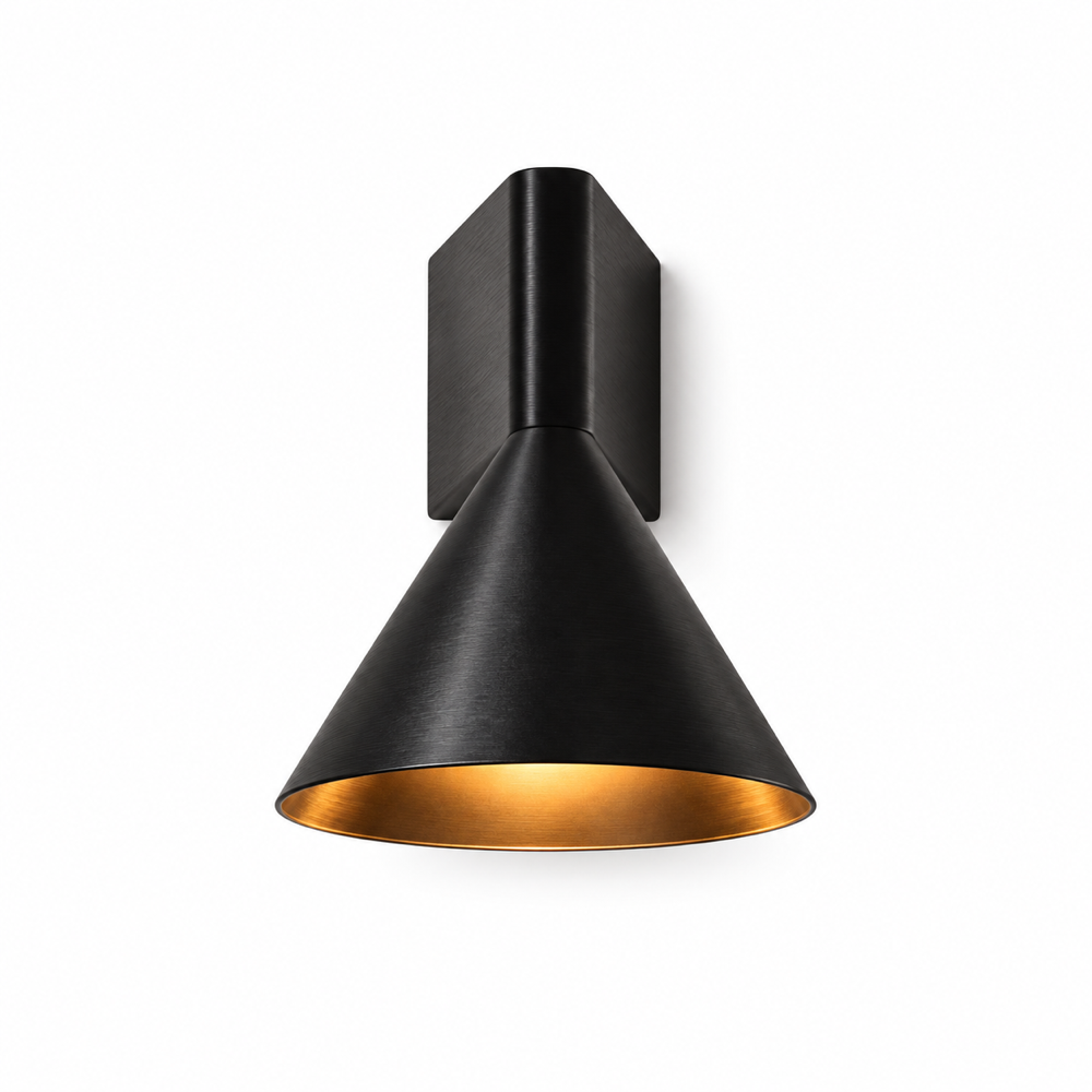 Black conical bedside wall sconce
