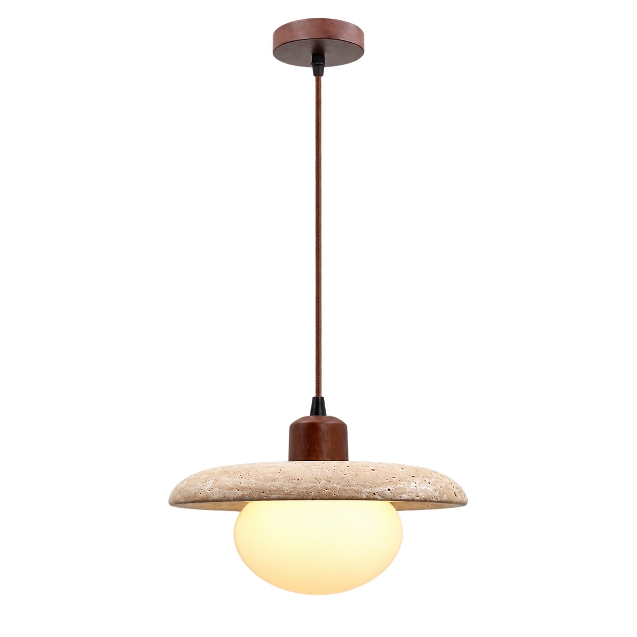 G-Nordic Stone and Wood Pendant on a white background