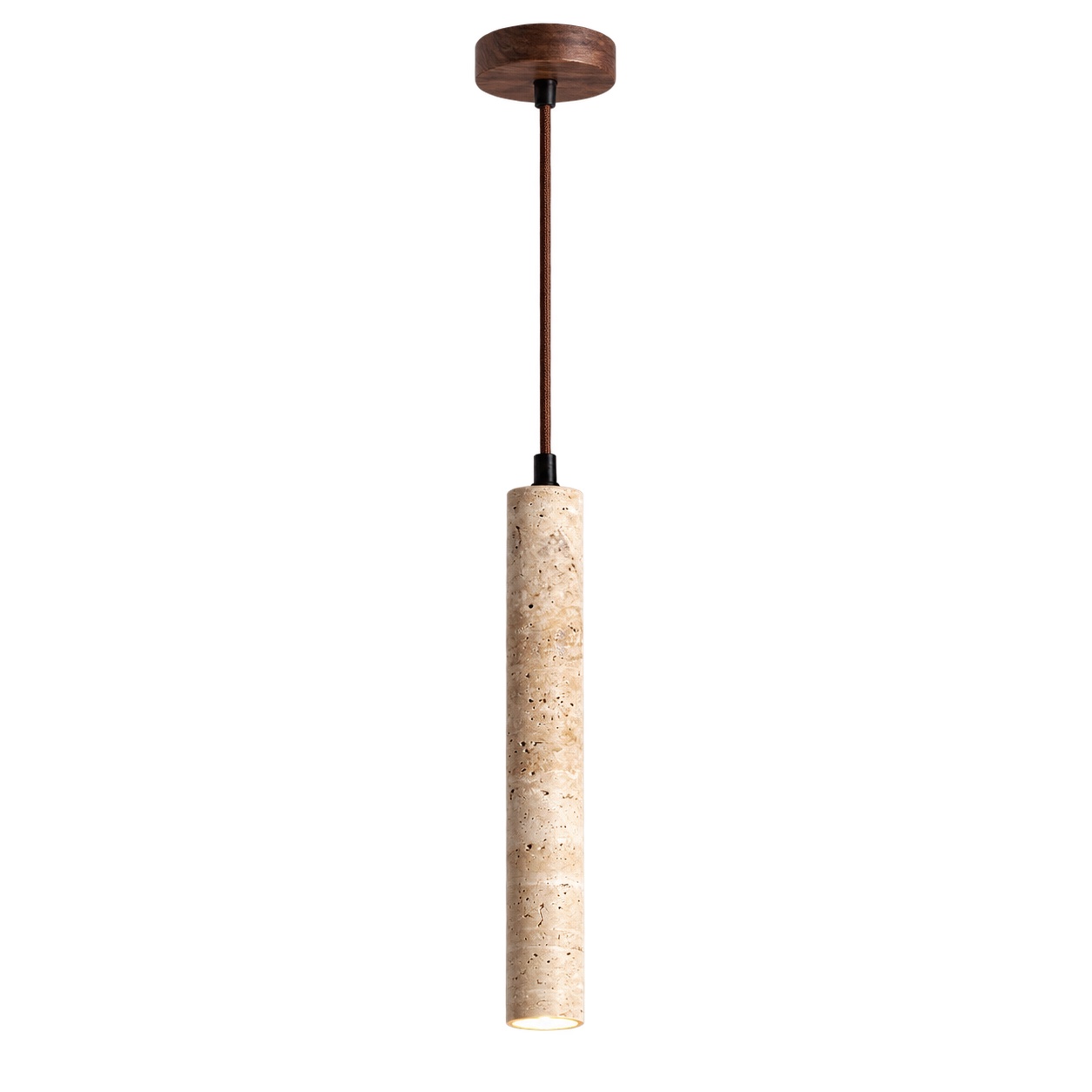H-Nordic Stone and Wood Pendant on a white background
