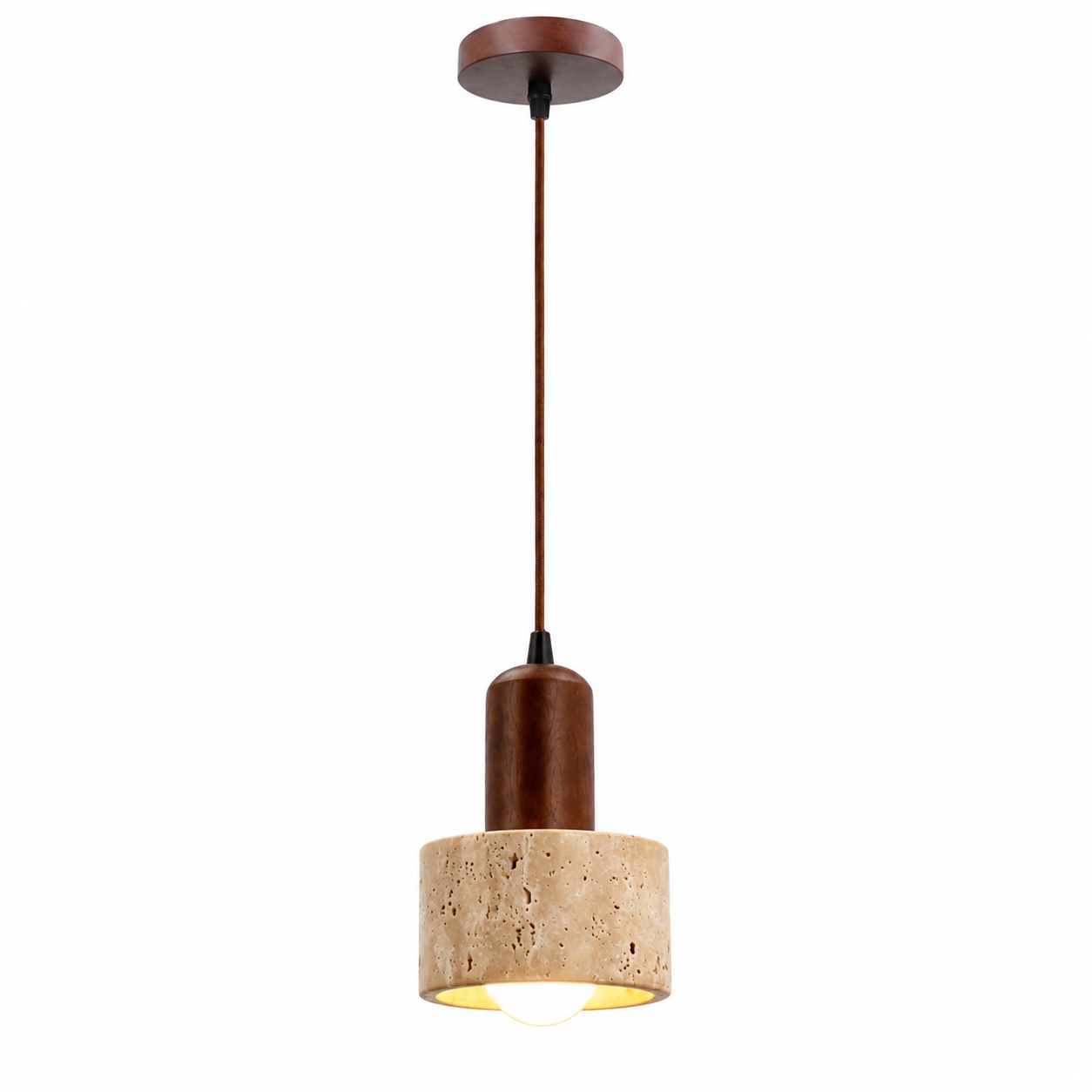 A-Nordic Stone and Wood Pendant on a white background