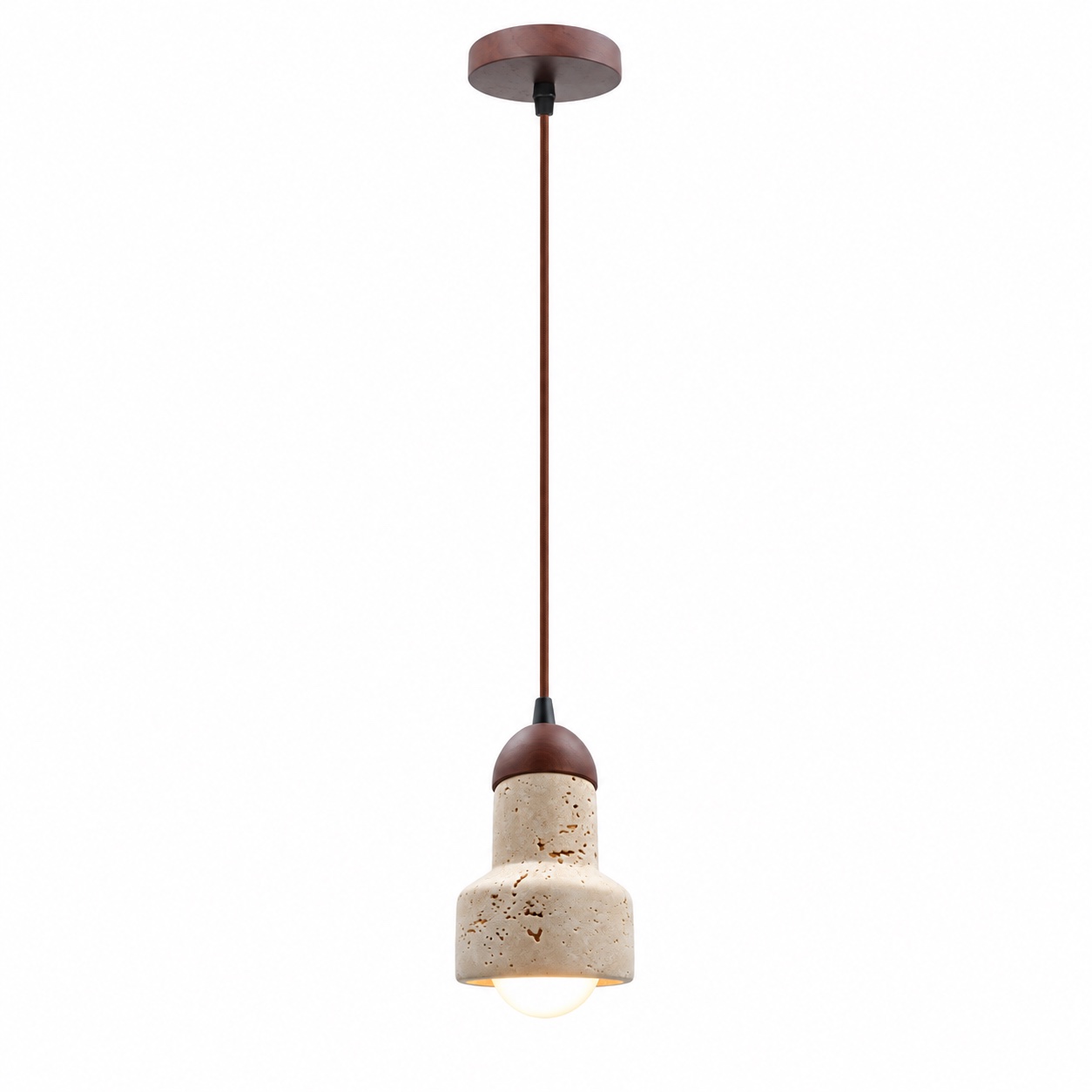 D-Nordic Stone and Wood Pendant on a white background
