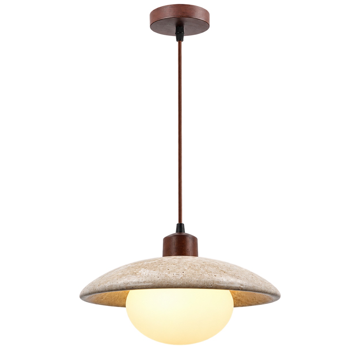 I-Nordic Stone and Wood Pendant on a white background