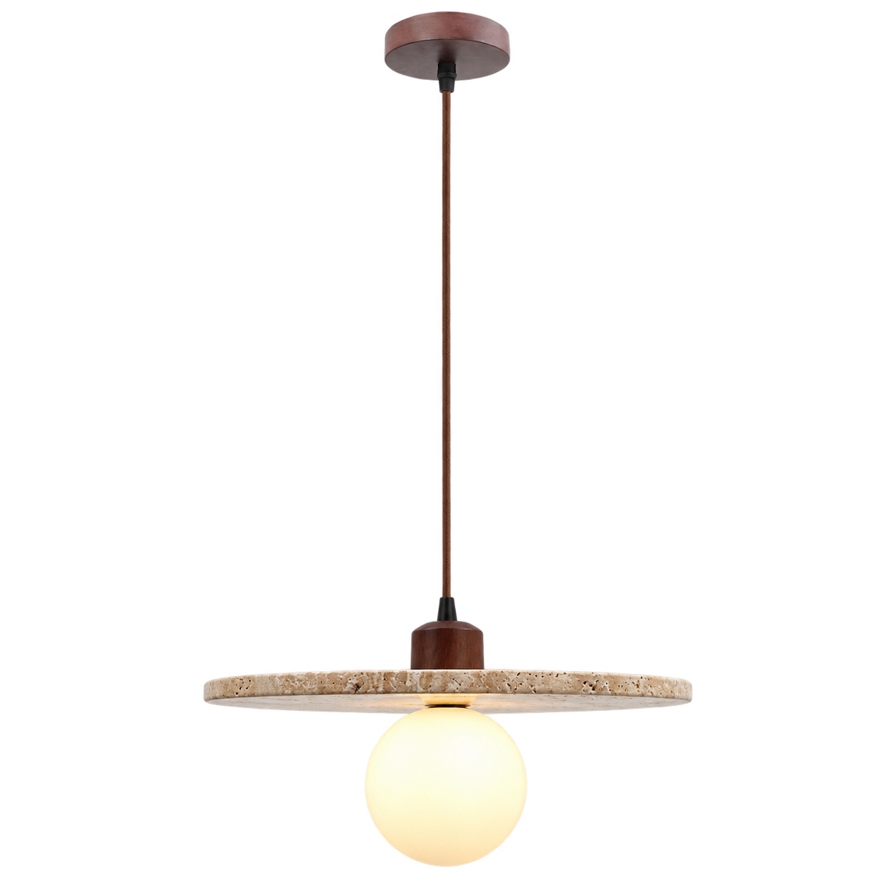 F-Nordic Stone and Wood Pendant on a white background