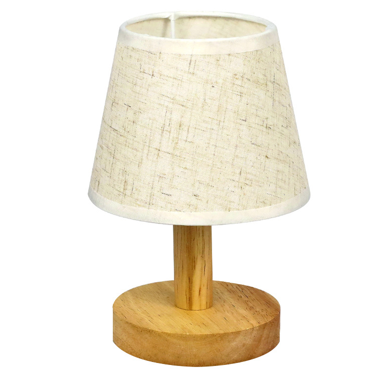 USB pleated linen and bamboo bedside lamp