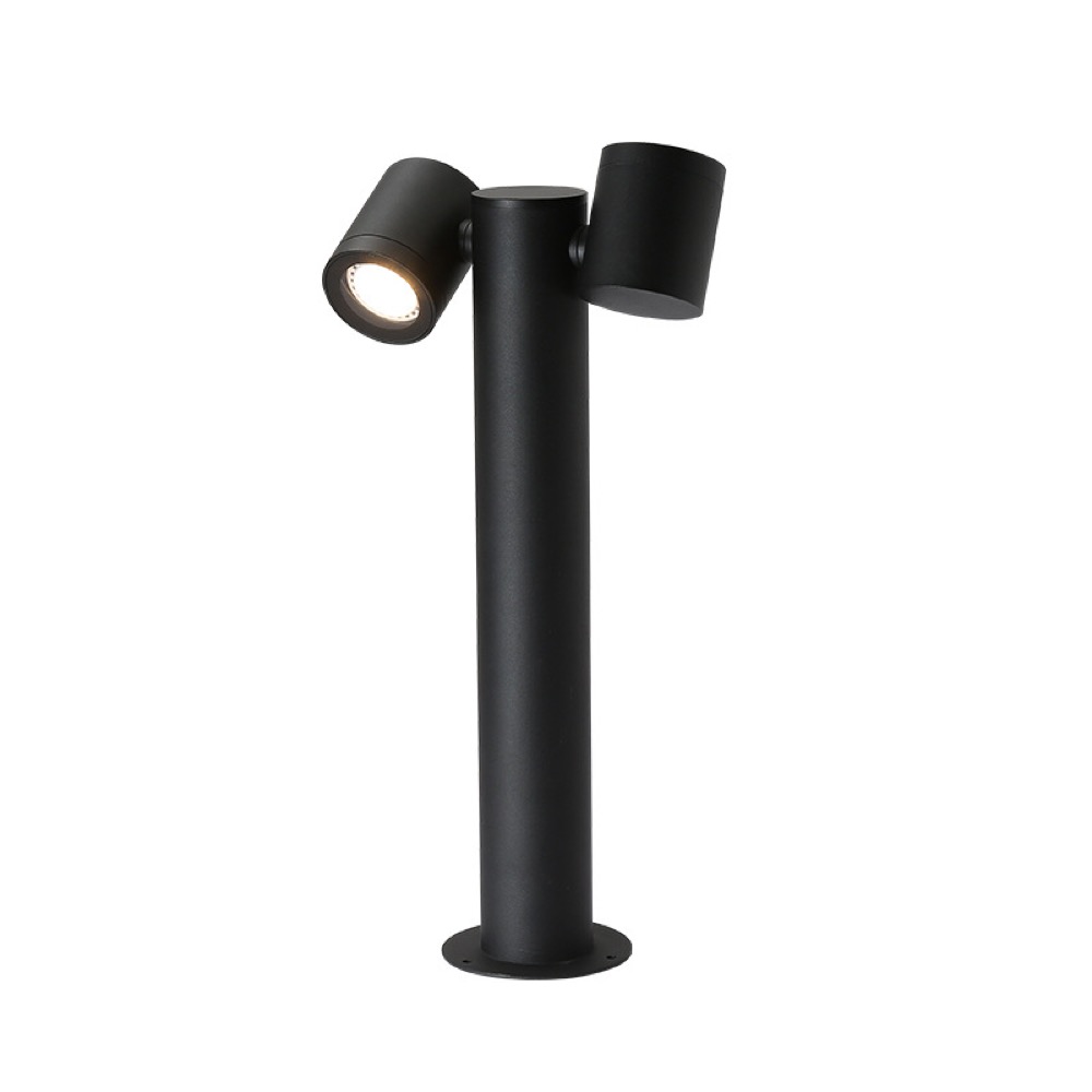 Adjustable-head black garden bollard